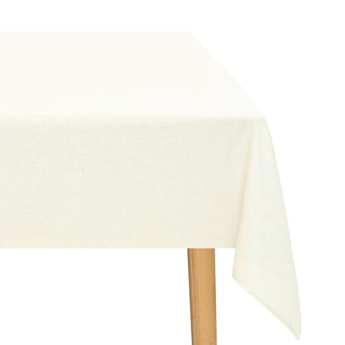 JIUZHEN Champagner Tischdecke Abwaschbar Tischdecken Leinenoptik für Esszimmer, Garten, Outdoor,Hochzeiten Wasserabweisend Tischtuch Eckig 135X220 cm von JIUZHEN