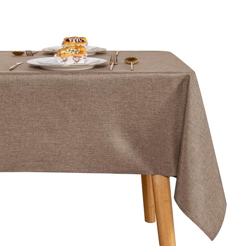 JIUZHEN Khaki Tischdecke Abwaschbar Tischdecken Leinenoptik für Esszimmer, Garten, Outdoor,Hochzeiten Wasserabweisend Tischtuch Eckig 160X320 cm von JIUZHEN