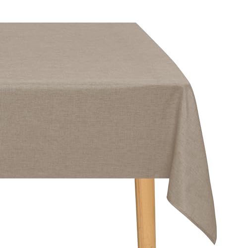 JIUZHEN Khaki Tischdecke Abwaschbar Tischdecken Leinenoptik für Esszimmer, Garten, Outdoor,Hochzeiten Wasserabweisend Tischtuch Eckig 135x300 cm von JIUZHEN