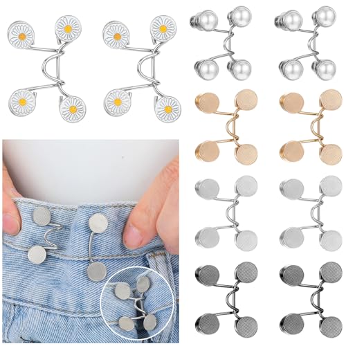 JIYIN 10 Jean Knopfnadeln,Hosen Enger Machen Clip Hosenknopf Zum Enger Machen Nähfreiknopf Button Pins Hosen Verkleinern Clip für Hosen Jeans von JIYIN