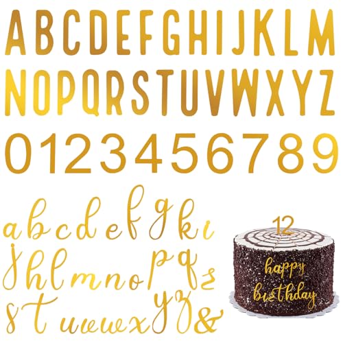 JIYIN 124 Stück Buchstaben Deko Torte, A-Z und Zahlen 0-9 Tortendeko Kuchen Dekoration Geburtstag Acryl Großbuchstaben Kleinbuchstaben Tortenaufsatz Set für Hochzeit Jubiläum Party Geburtstag von JIYIN