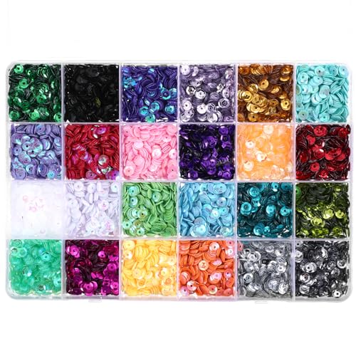 JIYIN 20000 Stück Pailletten Basteln, Bulk Gemischte Farben lose Pailletten Glitzer Holographische Pailletten Lose Pailletten mit Loch für Nähen Aufkleben Auffädeln DIY Kunsthandwerk Scrapbooking Schm von JIYIN