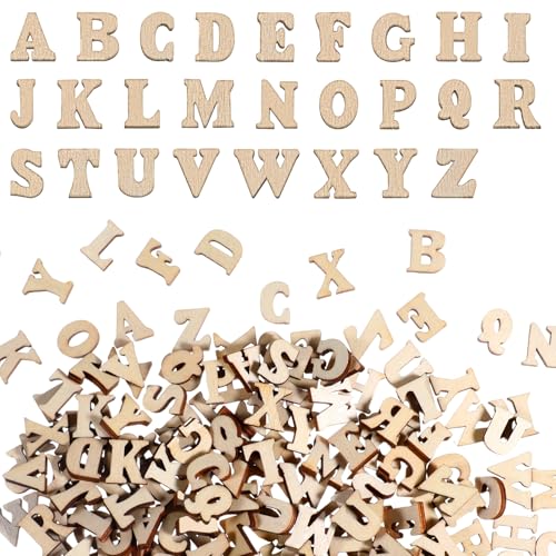 JIYIN 208 Stück Kleine Holzbuchstaben15mm, Buchstaben Holz Unbearbeitete Holz Buchstaben Deko Geeignet für Frühes Lernen Dekoration DIY Bastelprojekte von JIYIN