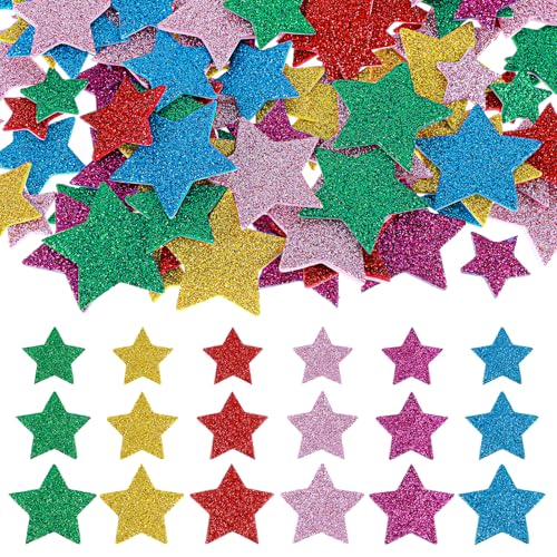 JIYIN 270 Stück Sterne Moosgummi Sticker, Sticker Sterne Glitzersticker Selbstklebend Moosgummi Aufkleber Glitzer für Kunsthandwerk Sammelalben DIY Dekoration Bunte (3 Größen) von JIYIN