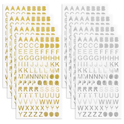 JIYIN 8 Blätter Buchstaben Aufkleber, Glitzer Buchstaben Sticker Selbstklebende Groß Buchstaben Aufkleber für Postfach Schilder,Adressnummer DIY Scrapbooking Dekorationskunst(Buchstaben) von JIYIN