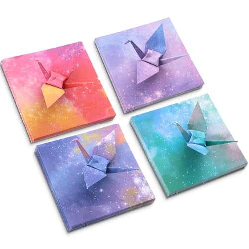 JIYIN Origami Papier Set, 400 Blatt 9.5 x 9.5 cm Bunt Faltpapier, Sternenhimmel Quadratisches Papier für DIY-Kunsthandwerksprojekte, origami papier weihnachten, Kinder und Erwachsene von JIYIN