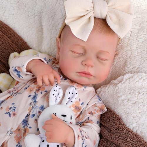 JIZHI Reborn-Puppen 50,8 cm Weicher Körper Lebensechte Neugeborene Schlafende Mädchenpuppen mit Kleidung und Spielzeugzubehör Geschenk für Kinder ab 3 Jahren,Gelb Blumig von JIZHI