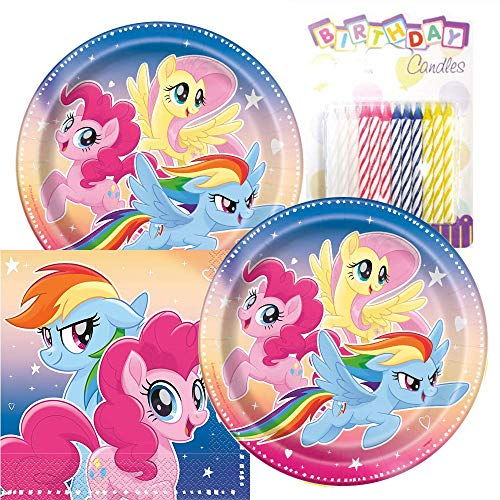 My Little Pony Party Teller und Servietten dient 16 mit Geburtstag Kerzen von JJ Party Supplies