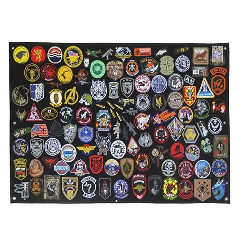 Kletttafel für Cusson, Wandschild für Sammlung von Klettpatches, Klett-Aufnäher – Militärisches Abzeichen – mit schwarzen Ösen (eisenhaltig, 110 x 70 cm) von JJIW