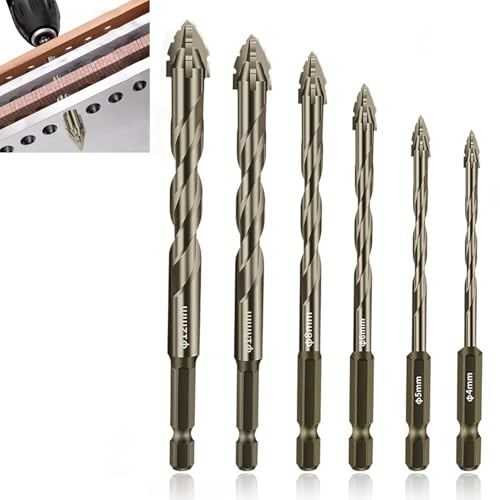 New Four-Flute Sawtooth Eccentric Drill Bit,4/6Pcs Efficient Drill and Tap Set,Multiple Sizes Titanium-Coated Design Efficient Drill Bit Set for Wood and Meta 4/5/6/8/10/12mm von JJKTO