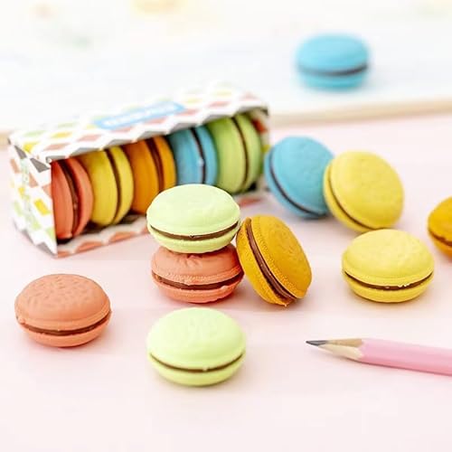 5 x mehrfarbige Macaron-Radiergummis, parfümiert, Spaß für Schule, Zuhause oder Büro, Schreib- und Korrekturbedarf von JJLFresheners