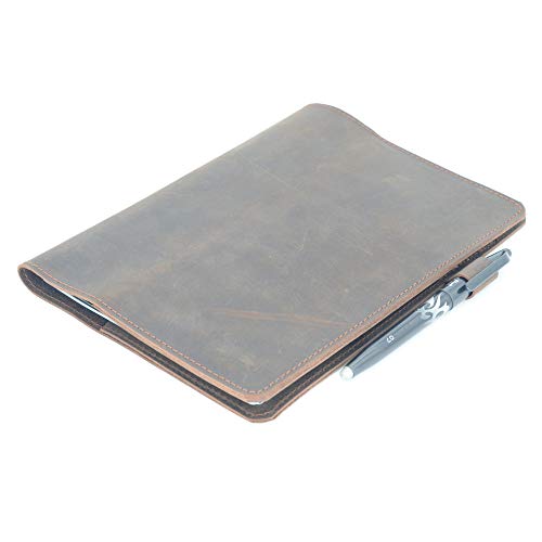 JJNUSA Kompatibel mit Rocketbook Cover Smart Business handgefertigtes Notizbuch aus echtem Leder für Everlast Fusion Wave Moleskin A4 Letter (8,5 x 11) Zoll Darkbrown von JJNUSA