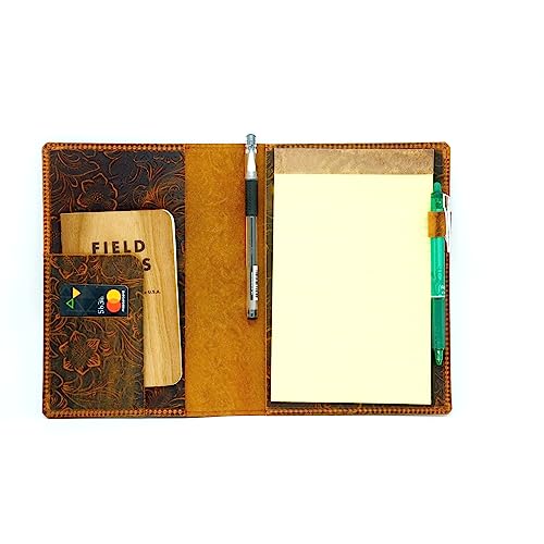 JJNUSA Ledereinband, kompatibel mit Tops The Legal Pad Writing Steno Pads 5 x 8 Ampad Jr. Notizblock Silvine 12,7 x 20,3 cm, Legal Rule, Genuine A5 Notebooks Leather Cover von JJNUSA