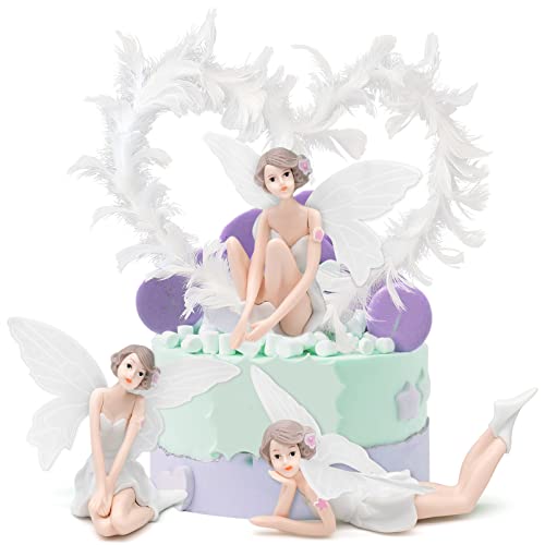 JJQHYC Tortendeko Fee Figuren Kuchen Deko Geburtstag Elfen Figuren Kuchen Topper Fee Tortendeko Babyparty Geburtstag Hochzeit Cake Topper Feengarten Deko von JJQHYC