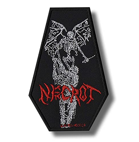 JJTEXTIX Aufnäher mit Necrot Band, bestickt, zum Aufbügeln, Schwarz, Mittel, Gothic, 1 Stück, Stoff-Appliqué-Patch, Patch von JJTEXTIX