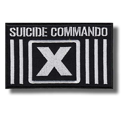 JJTEXTIX Aufnäher zum Aufbügeln, Motiv: Suicide Commando, bestickt, Schwarz, Rechteckig, Appliqué-Patch, Patch, 1 Stück, Mittel, Militär von JJTEXTIX