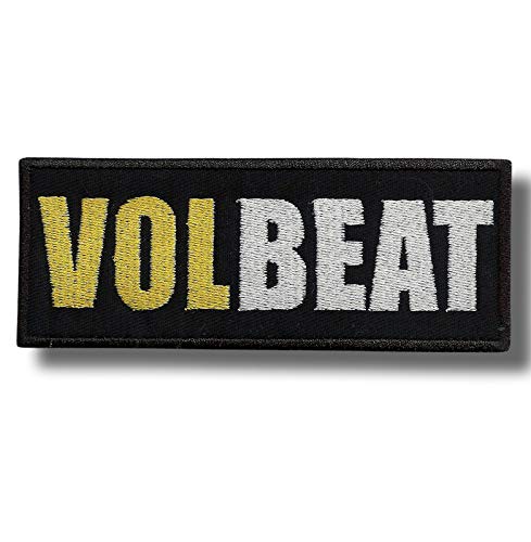 JJTEXTIX Aufnäher zum Aufbügeln, Volbeat Logo, Schwarz, gelb, weiß, Rechteckig, 1 Stück, Mittel, Baumwolle, Patch, Reise, Band-Logo (Volbeat) von JJTEXTIX