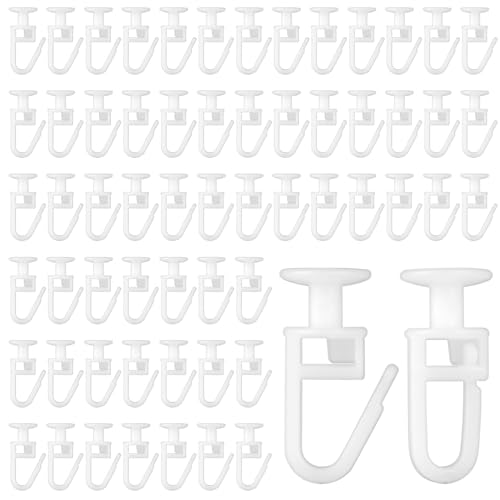 JJUNW 100 Stück Gardinengleiter 10mm, Universal Vorhanghaken Haken für Schiene, Gardinenhaken zum Einhängen Gardinenröllchen Weiß Vorhang Haken für Duschvorhänge Fenstervorhänge Türvorhänge von JJUNW