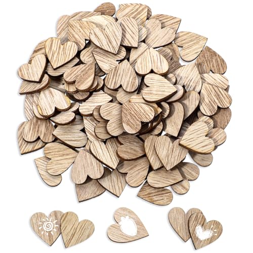 JJUNW 100 Stück Holzherzen zum Basteln, 2cm Holzherz Deko Herz Streudeko Hochzeit Tischdeko Herzen Klein Konfetti Herzen für Hochzeit Geburtstag DIY Basteln(2cm) von JJUNW