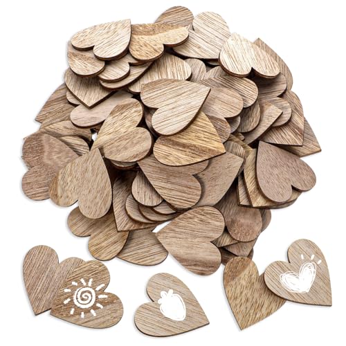 JJUNW 100 Stück Holzherzen zum Basteln, 4cm Holzherz Deko Herz Streudeko Hochzeit Tischdeko Herzen Klein Konfetti Herzen für Hochzeit Geburtstag DIY Basteln(4cm) von JJUNW