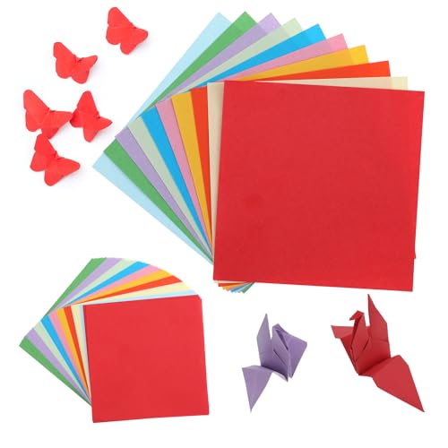 JJUNW 200 Blatt Quadratisch Origami Papier, Doppelseitig Buntes Papier Faltpapier 10 x 10cm &15 x 15cm Bastelpapier für DIY Schul Kunsthandwerksprojekte Kinder Erwachsene von JJUNW