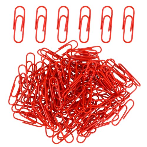 JJUNW 200 Stück Rot Büroklammern, Metall Kleine Büroklammern, Rot Paper Clips Büroklammer Brief Aktenklammern Paperclips für Dekorative Hochzeiten Postkarten Schule Büro Vorräte von JJUNW