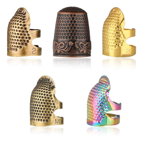 JJUNW 5 Stück Einstellbare Fingerhut Nähen, Metall Fingerschutz Sewing Thimble Ring Fingerhüte Für Handnähen Handwerk Stickerei für DIY Nähwerkzeuge Stickerei Handarbeiten von JJUNW