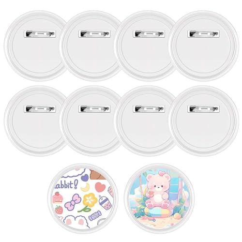 JJUNW Acryl-Knöpfe, Anstecknadel, 5,8 cm, transparent, blanko, mit Anstecknadel, Anstecknadel-Set für Bastelbedarf, Schulprojekte, Party-Aktivitäten, 10 Stück von JJUNW