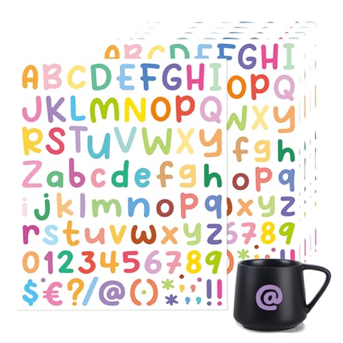 JJWNMLL 486 stück buchstaben aufkleber buchstaben sticker alphabet sticker, Bunte Buchstaben- und Zahlen-Sticker Selbstklebende Buchstaben-Sticker für Kinder, Dekoration(Farbe,6 pcs) von JJWNMLL