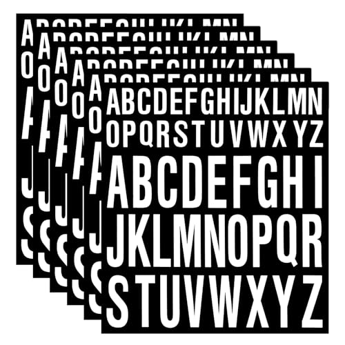 JJWNMLL Buchstaben Aufkleber Selbstklebend Schwarz Klebebuchstaben,6 Blatt Selbstklebende Buchstaben Nummern Sticker zum Aufkleben 1 Zoll 2 Zoll Großbuchstabenaufkleber (weiß,6 pcs) von JJWNMLL