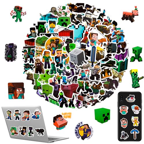 100 Stück Minecraft Sticker Pack Auto Aufkleber Minecraft Sticker Bomb Mix Aufkleber für Laptop Skateboard Gitarre Gepäck Wasserflasche Telefon von JJYAGU