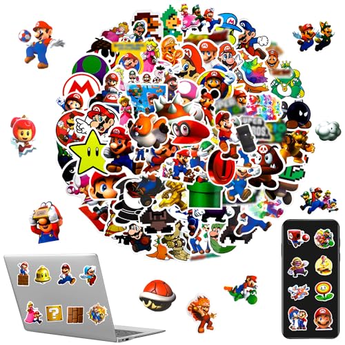 100 Stück super mario Sticker Aufkleber für Wasserflasche Laptop Gitarre Auto Motorrad Skateboard Gepäck Vinyl wasserdichte Graffiti Patches von JJYAGU