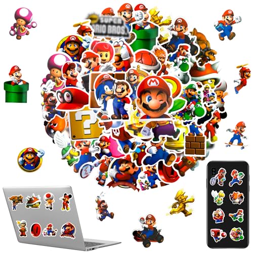 50 Stück super mario Sticker Aufkleber für Wasserflasche Laptop Gitarre Auto Motorrad Skateboard Gepäck Vinyl wasserdichte Graffiti Patches von JJYAGU