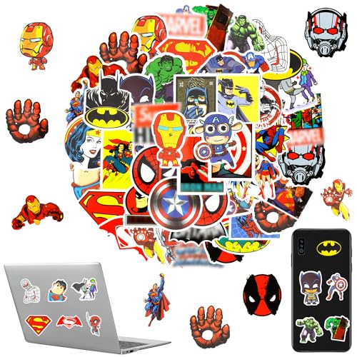 50 Stück superhelden Sticker Marvel Aufkleber Graffiti Decals Stickerbomb für Auto, Skateboard, Koffer, Motorräder, Fahrräder, Boote, Laptop, Snowboard Gepäck und Glatte Oberfläche von JJYAGU