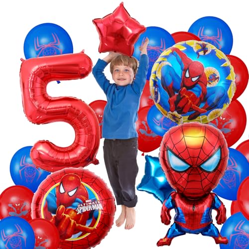 luftballon 5. Spider Man geburtstag | geburtstagsdeko Mädchen junge 5 jahr, Happy Birthday Dekoration Karikatur Marve Luftballons deko von JJYAGU