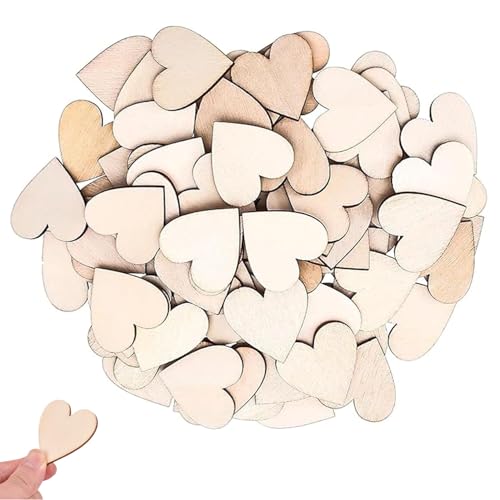 JJiaoLinin Holzherzen, 100 Stück Holzherzscheiben Dekoherzen Holzherzen zum Beschriften Leere Naturholzscheiben Konfettiherzen für DIY Hochzeitsdeko, zur Gästebuchbeschriftung von JJiaoLinin