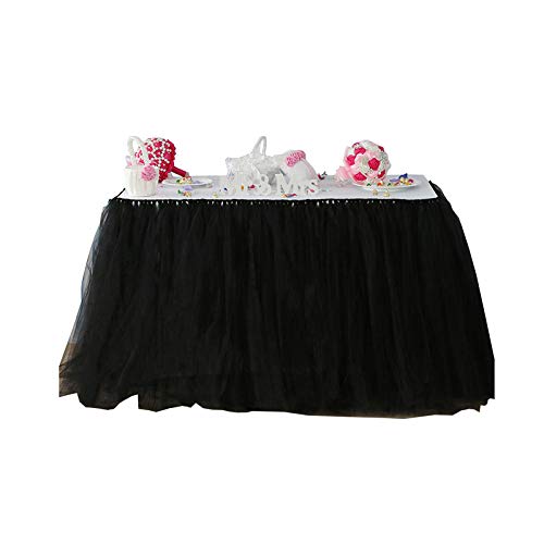 JK Home 100cm x 80cm Flauschiger Tüll Rock für Tisch Tutu Tisch Tuch für Wedidng Geburtstagsfeier Schwarz von JK Home