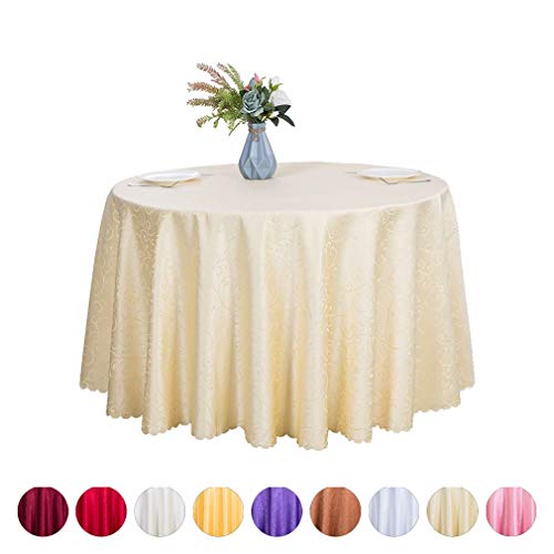 JK Home Jacquard-Tischdecke, Polyester, rund, für Bankett, Party, Heimdekoration, Beige, Durchmesser 2,6 m von JK Home