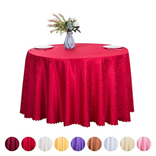 JK Home Jacquard-Tischdecke, Polyester, rund, für Bankett, Party, Heimdekoration, Rot, Durchmesser 1,6 m von JK Home