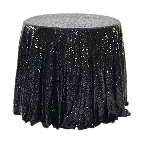 JK Home Pailletten-Tischdecke, Polyester, rund, für Hochzeit, Bankett, Party, Schwarz, 60 cm von JK Home