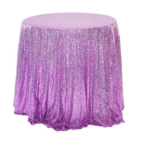 JK Home Pailletten-Tischdecke, Polyester, rund, für Hochzeit, Bankett, Party, Violett, 305 cm von JK Home