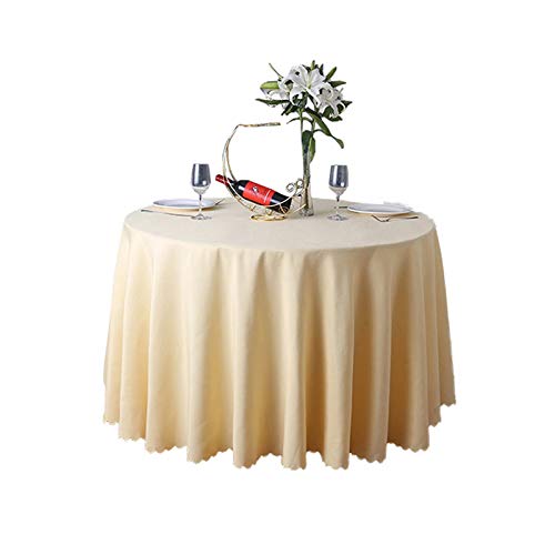 JK Home Tischdecke, rund, Polyester, einfarbig, für Hochzeit, Bankett, 220 cm, Beige von JK Home