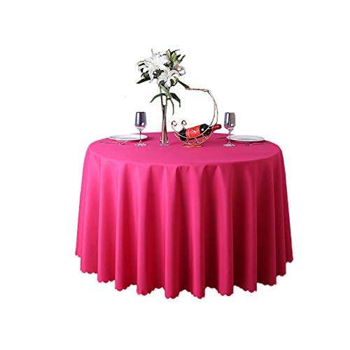 JK Home Tischdecke, rund, Polyester, einfarbig, für Hochzeitsbankett, Tische, 380 cm, Rosa von JK Home