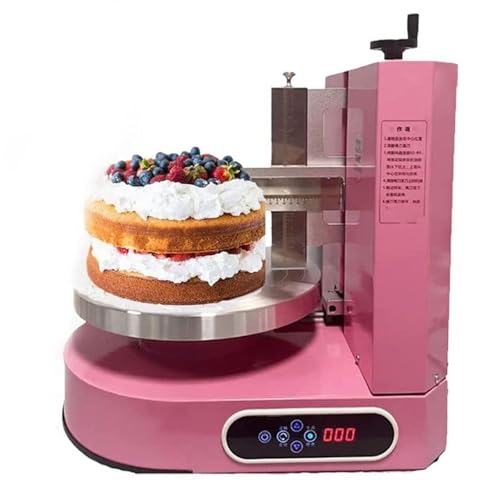 Automatische Kuchencreme-Verteilmaschine Geburtstagstorte Elektrische rotierende Drehscheibe Creme-Verteilmaschine Kuchenbeschichtung Dekoration Schmierer Füllglättungsmaschine for Dessertläden(Pink) von JKAVPPT