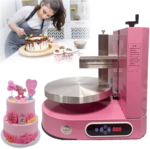 JKAVPPT Halbautomatische Geburtstagstorte Creme Überzug Füllmaschine 4-12 Zoll Kuchen Creme Butter Verteilen Daubing Icing Maker(Pink) von JKAVPPT