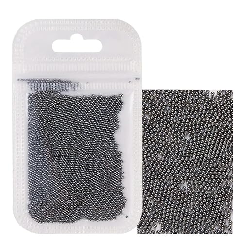 1 Packung 0,6–2,0 mm Nailart-Perlen, 10 g Strasssteine für Stahlkugel-Dekoration, 0,6 mm Schwarz von JKDSAO