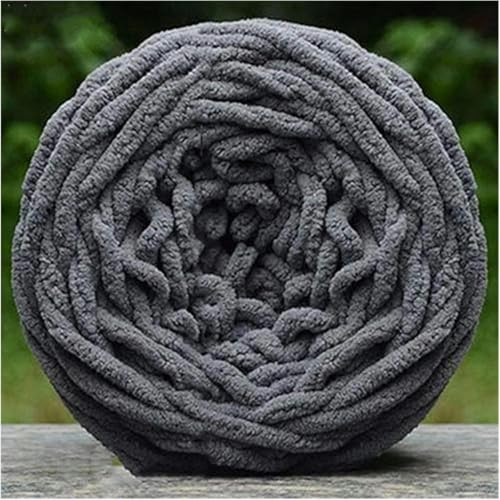 100 g/Knäuel, superdickes Garn, weiches Polyestergarn, großes Garn, voluminöses Arm-Roving-Strickgarn, Decken-Spinngarn, dickes Polyestergarn, dunkelgrau von JKDSAO