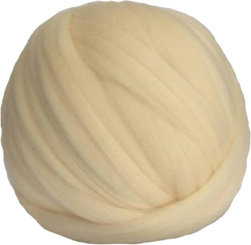 1000 g/Knäuel, superdickes Garn, dickes Roving-Garn, Hand-/Arm-Strickgarn, Überwurf- und Deckengarn, dekoratives Garn für die Heimwand, dickes Garn, Beige von JKDSAO