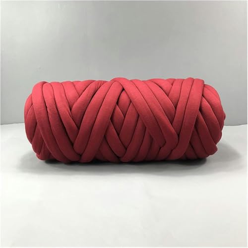 1000 g dickes, voluminöses, grobes Garn zum Handstricken, Häkeln, weiche, große Baumwolle, DIY-Armstricken, Roving-Spinngarn für Decken, grobes Garn, rot von JKDSAO