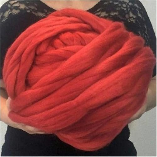 250 g superweiches Garn zum Selbermachen, sperriges Arm-Roving, Strickdecke, grobes Handstricken, Spinnen, Häkeln, Nähgarn, dickes Garn, rot von JKDSAO